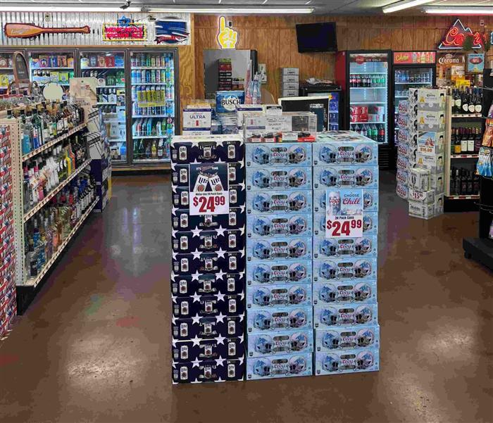 Wine and champagne section inside AJ's Beer, Wine & Spirits